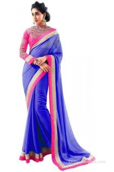 Kajal Sarees Striped Fashion Chiffon Sari